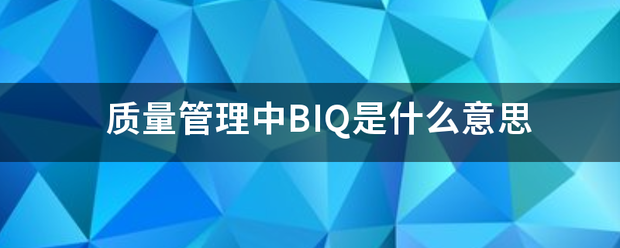 质量管理中BIQ候雷训刻唱自众主地是什么意思